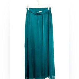 Emerald green satin maxi skirt